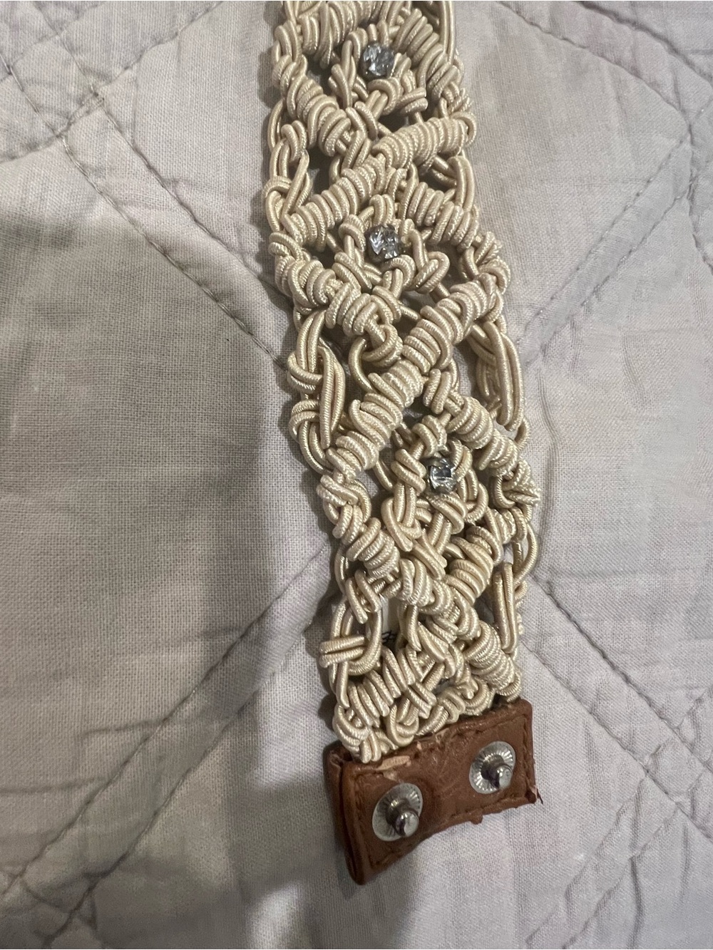 LOFT Woven Macramé Braided Belt in Beige l L - Picture 2 of 4